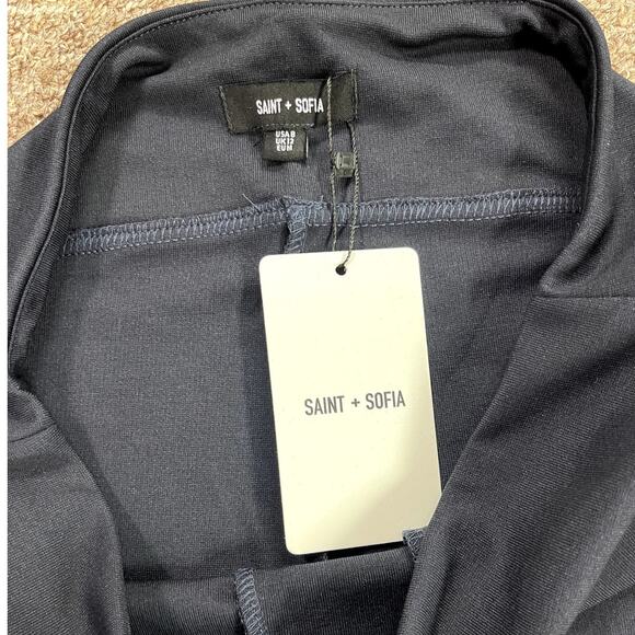 Saint + Sofia Women's Navy Wrinkle Crease Free High Waist Runway Pant - US 8 - Picture 6 of 8